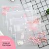 4 Pieces/Pack Of A4 Transparent Bags Folders File Jackets Snap On File Pockets Pink Sakura Pattern
