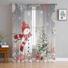 Christmas Winter Snowman Ocean Curtains For Living Room Bedroom Home Decoration Window Voile Tulle Curtain Drapes