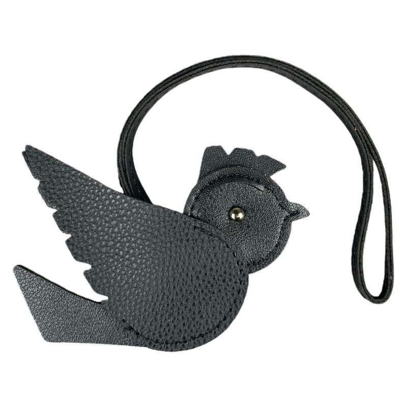 Cute Palm-Sized 3D Leather Bird Bag Charm - Colorful Stitched Leather Patchwork Pendant for Handbags with Vivid Bird Shape