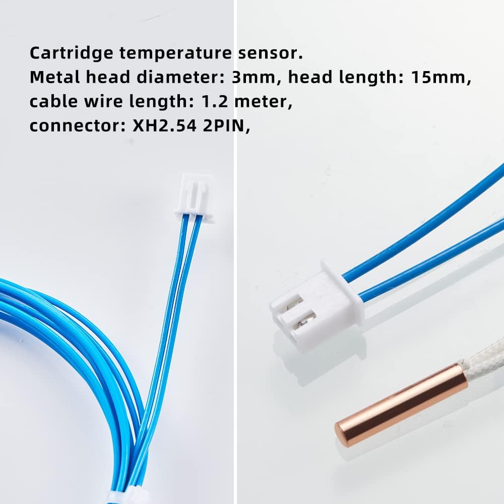 Ender-3/ Ender-3-v2 Thermistor Upgrade: 3PCS 1.2m High Temperature NTC 3950 100K Thermistor Sensor for Ender 3 Max/5, CR10, CR10s, V6 Volcano, High