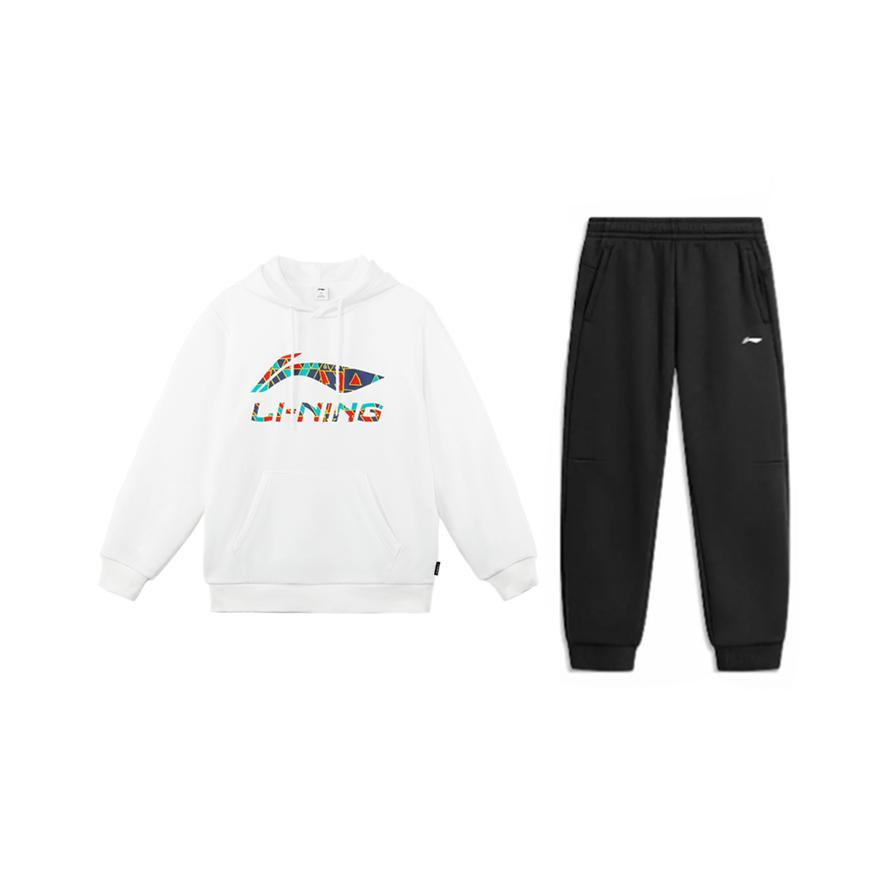 Li-Ning Цветной логотип, принт с буквами, модный, удобный, универсальный флисовый худи-пуловер, повседневный спортивный костюм YWDV375-1+AKLUA73-6