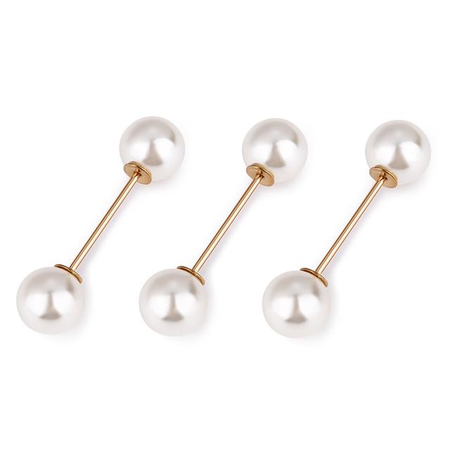 3Pcs/Set Double Pearl Brooch Pins Anti-fade Exquisite Elegant Brooches for Women Sweater Cardigan Clip Coat Summer Dress Jewelry