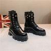 2021 New Versatile British Wind Locomotive Boots Flat-bottomed Thick-soled Korean Version Short Boots Student Black Martin Boots Women