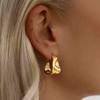 Серьги-кольца из нержавеющей стали золотистого цвета неправильной волнистой формы для женщин, ювелирные изделия, серебряные геометрические текстурированные пусеты с отворотом