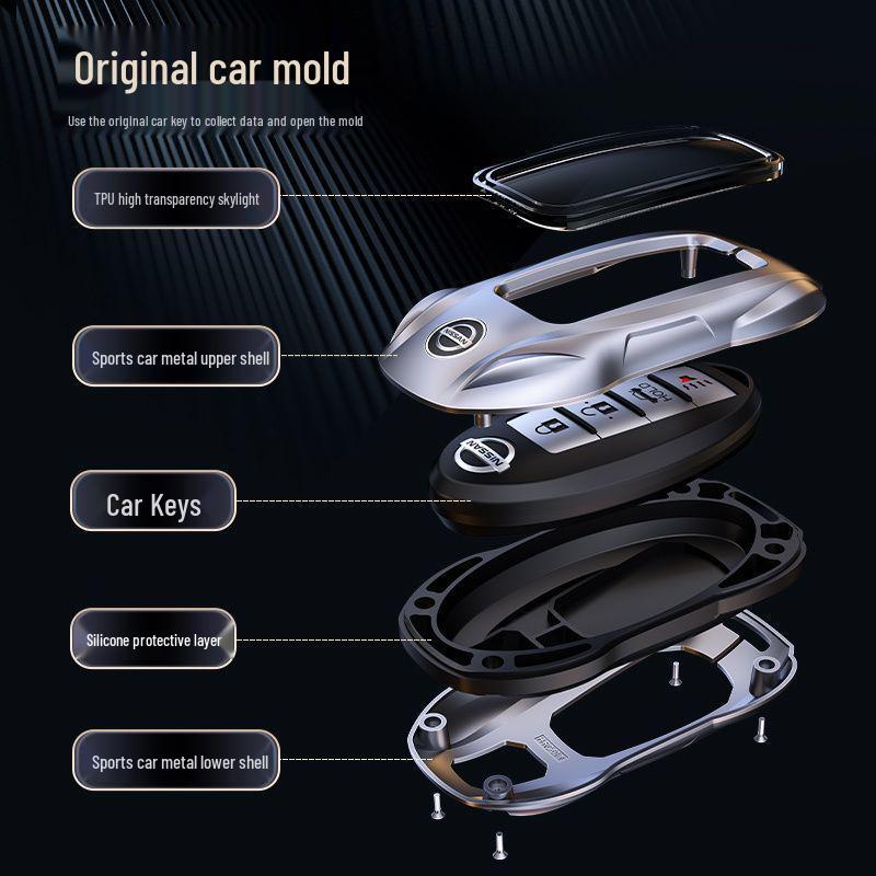 Чехол для ключа автомобиля Nissan Sylphy 14-го поколения для Qashqai, Teana, X-Trail, Tiida, Murano, Terra - Модель N7.