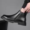 Fashion Men Casual Chelsea Boots Black Stylish Platform Shoes Business Office Dress Cowboy Ankle Boot Genuine Leather Short Botas Hombre