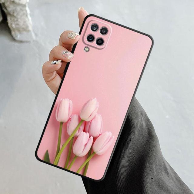Чехол для Samsung Galaxy A70 A70s A50 A30s A04s A20s A20e A02 A02s A03 A42 M52 M31 M04, чехол с розой, тюльпаном, зелеными побегами, цветами