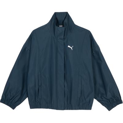 Однотонная куртка с длинным рукавом и застежкой-молнией на воротнике Женская куртка темно-синего цвета 675643-16