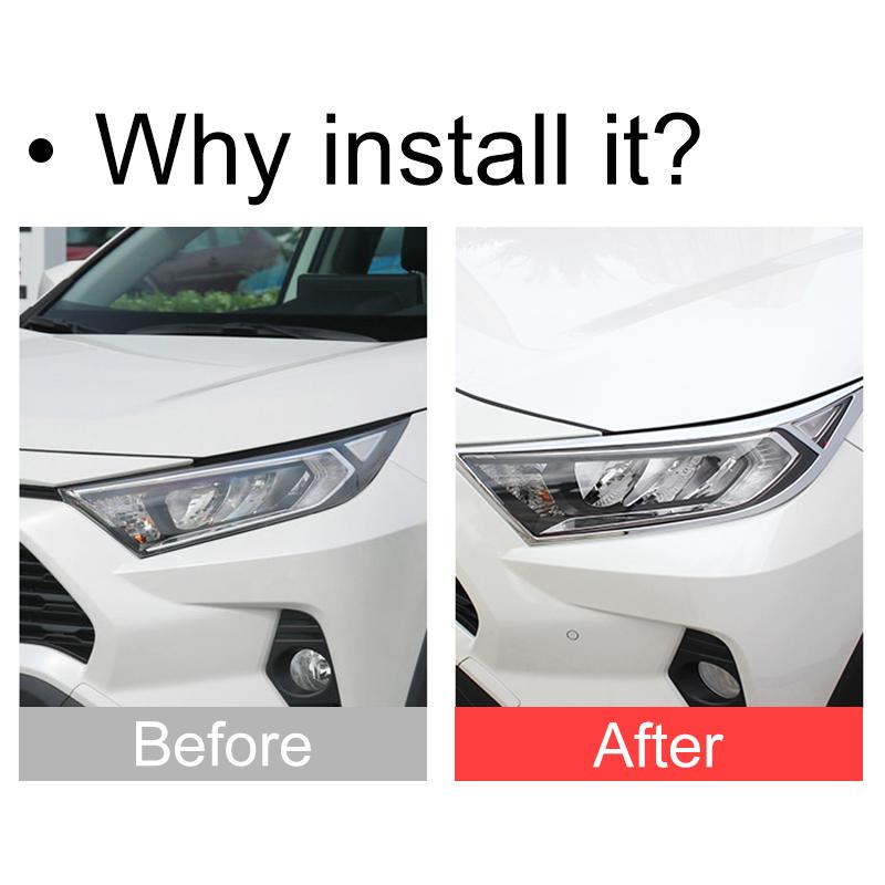 Декоративные накладки-полоски на передние фары "Брови" для Toyota RAV4 XA50      2024 2025 Гибрид