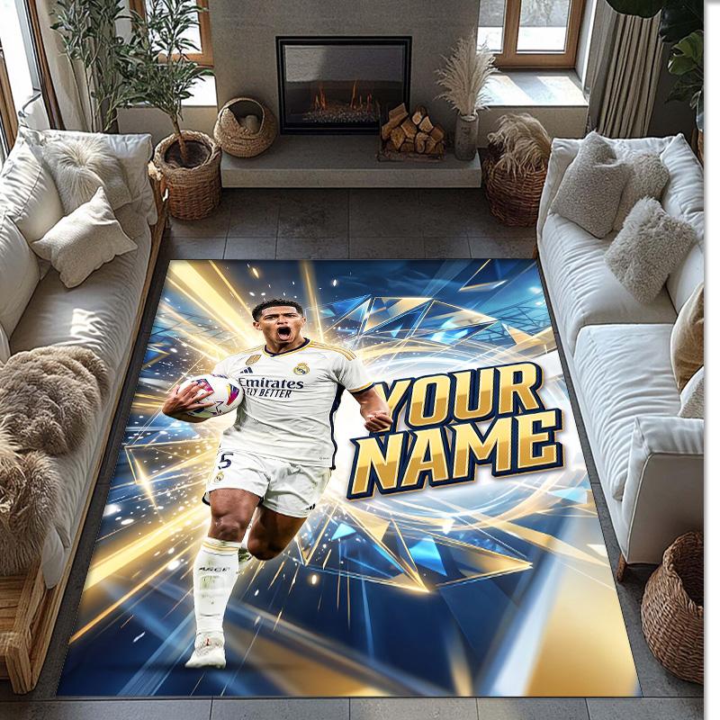 Jude Bellingham Printed Crystal Velvet Rug Non‑Slip Crystal Velvet Carpet For Sofa Bedroom Indoor Home Decoration