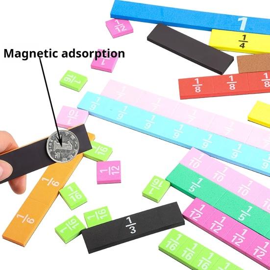 Плитка с магнитными дробями, математические манипуляции, практическое визуальное обучение, блоки с радужными дробями, образовательный комплект для начальной школы для детей