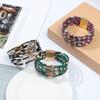 Retro Elegant Women Wrist Bands Leopard Leather Bracelets Multilayer Bangles Wide Wrap Bracelet