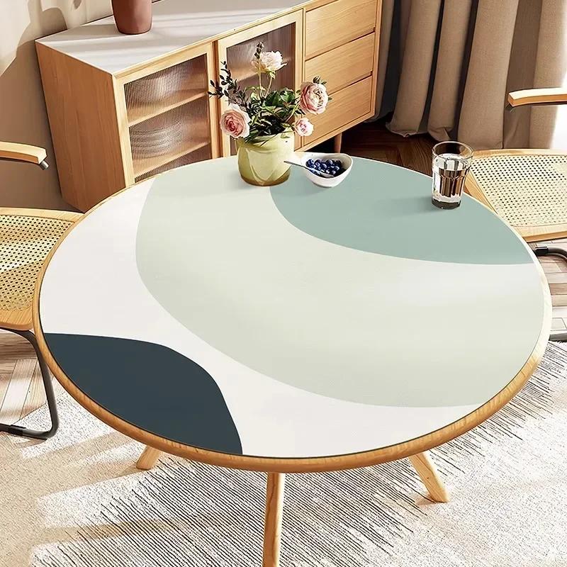 Круглая водонепроницаемая скатерть из ПВХ, маслостойкая, противоожоговая, коврик для обеденного стола, скатерти в японском минималистском стиле для украшения дома