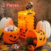 Хэллоуинские ведерки для конфет и угощений Тыквенная корзинка для конфет Пластиковое ведерко Держатель для конфет с ручкой Оранжевый Светильник Джека Сувениры для вечеринки