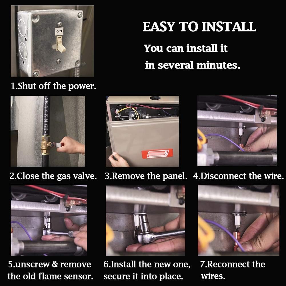 SEN01114 Flame Sensor Replacement for Trane/American Standard Furnace Flame Sensor Rod Stainless Steel SEN337, SEN0337, SEN441, SEN0441, SEN491,