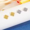 CMM Shiny Golden Silvery Geometric Square Zircon Lattice Texture Diamond Stud Earrings Fashion Women's All-Match Jewelry