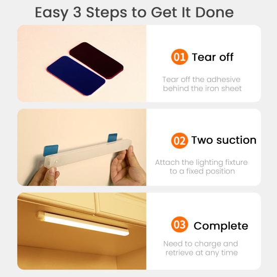 Светодиодный светильник для шкафа с датчиком движения, перезаряжаемый через USB, магнитный наклеивающийся светильник, светильник для шкафа без сверления для кухни, гардероба, лестницы