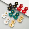 Paint Simple Flower Earrings Female Alloy Fashion Temperament Multi-Layer and Popular Silver Pin