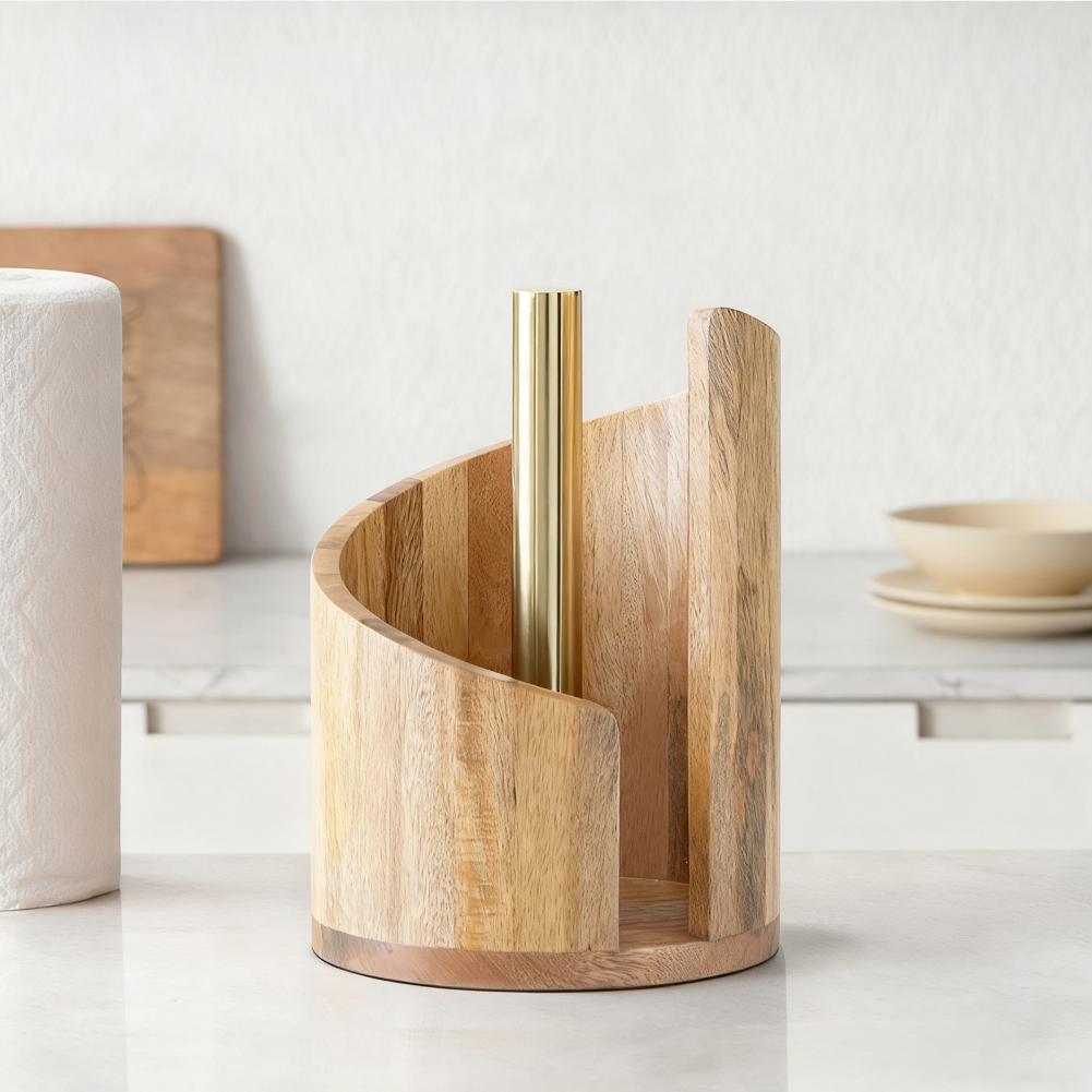 Деревянный держатель для бумажных полотенец, управление одной рукой, легкий доступ, подставка для бумажных полотенец, аксессуар для декора кухни в стиле фермерского дома