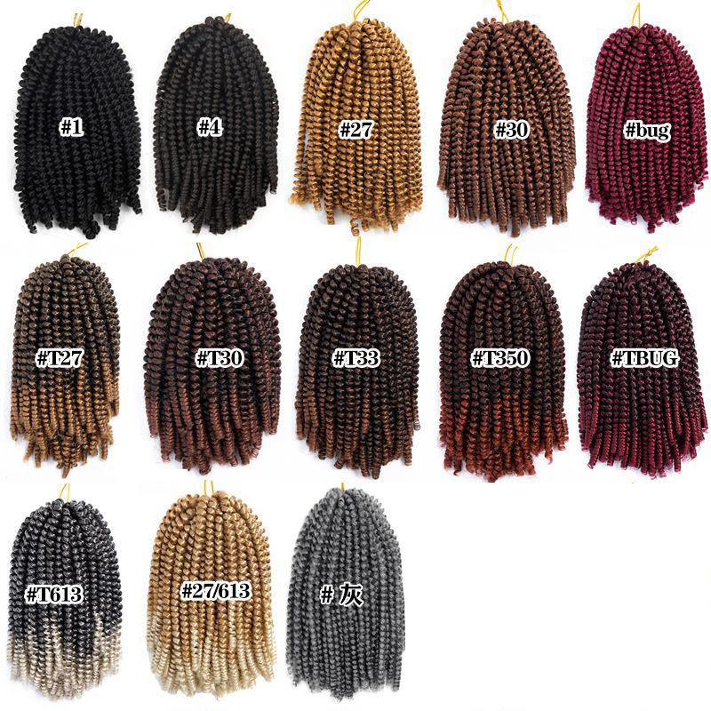 Cheap Spring Twist Hair Synthetic Long 8 12 16 Inch Spring Twist Bounce Crochet Braids Ombre Synthetic Braiding Hair