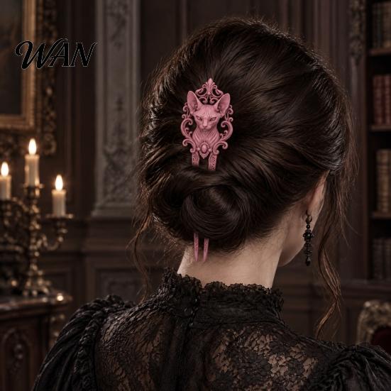 Hair Pin for Updos Gothic Sphynx Cat Women, 3D Printed U-Shaped -Shaped Fork Fork, Retro Animal Accessory Buns, French Twists and Vintage