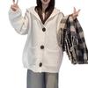 Vintage Fashion Hooded Knitted Cardigan Top Women's Autumn and Winter New Soft Waxy Loose Lazy Wind Sweater Jacket