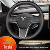 Ручная стежка, чехол на руль из натуральной кожи Tesla для моделей 3/Y/X/S - Полное покрытие, противоскользящий захват.