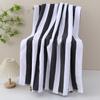 Thickened Beach Towel Contrast Color Stripe Extra Quick Absorbent Lightweight Throw Blanket