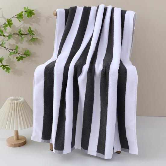 Thickened Beach Towel Contrast Color Stripe Extra Quick Absorbent Lightweight Throw Blanket