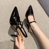 French Thin Heel Black Bag Head Sandals Fairy Shoes 2025 Spring and Autumn New Temperament Pointed High Heels Single Shoes
