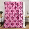 Pink Cactus and Flowers Pattern Patterned flannel blanket perfect for the bedroom living room, sofa, or a little nap