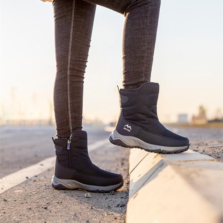 Утолщенные теплые нескользящие плюшевые хлопковые туфли, новые женские водонепроницаемые зимние ботинки на молнии