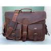 Leather Vintage Messenger Shoulder Men Satchel Laptop Briefcase Bag V Flap