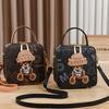PU Leather Shoulder Bags Fashion Simple Cute Cartoon Bear Crossbody Bag Messenger Bag Women Female Small Square Bag Handbags