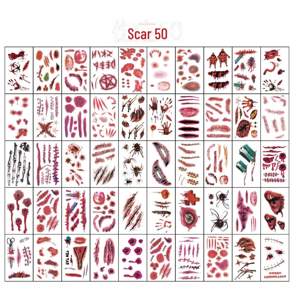 Наклейки на лицо с кровоточащим укусом и шрамом от зуба на Хэллоуин