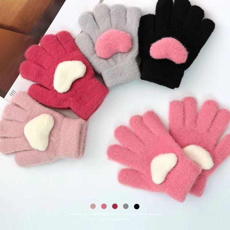 Children's Gloves Men's and Women's Five-finger Gloves Children's Autumn and Winter Warm Full-finger Gloves 2-7 Years Old