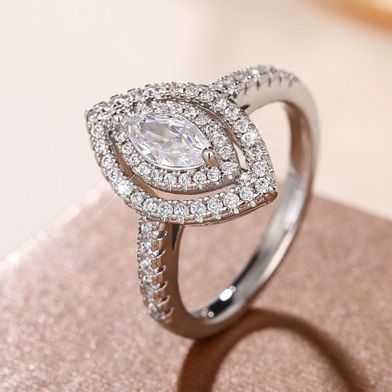 Huitan Модные женские кольца в форме маркизы для помолвки, свадьбы, роскошные кольца из цинкового сплава с цветным кубическим цирконием, новая модная циркониевая вставка