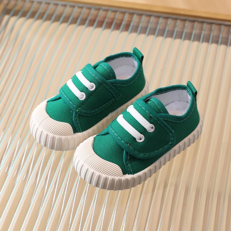 Детские низкие кеды из парусины на липучках - мягкая подошва, весна/осень, белые, унисекс, детская обувь