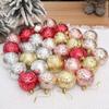 6Pcs/box Electroplated Christmas Tree Hanging Ball Embossed Christmas Ball Ornament  Navidad