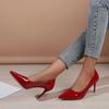 Shoes Woman 2025 Trend New Summer Red Heels Elegant Woman Black Heeled Pointed Toe Pumps Dress Leather White Ladies Shoe