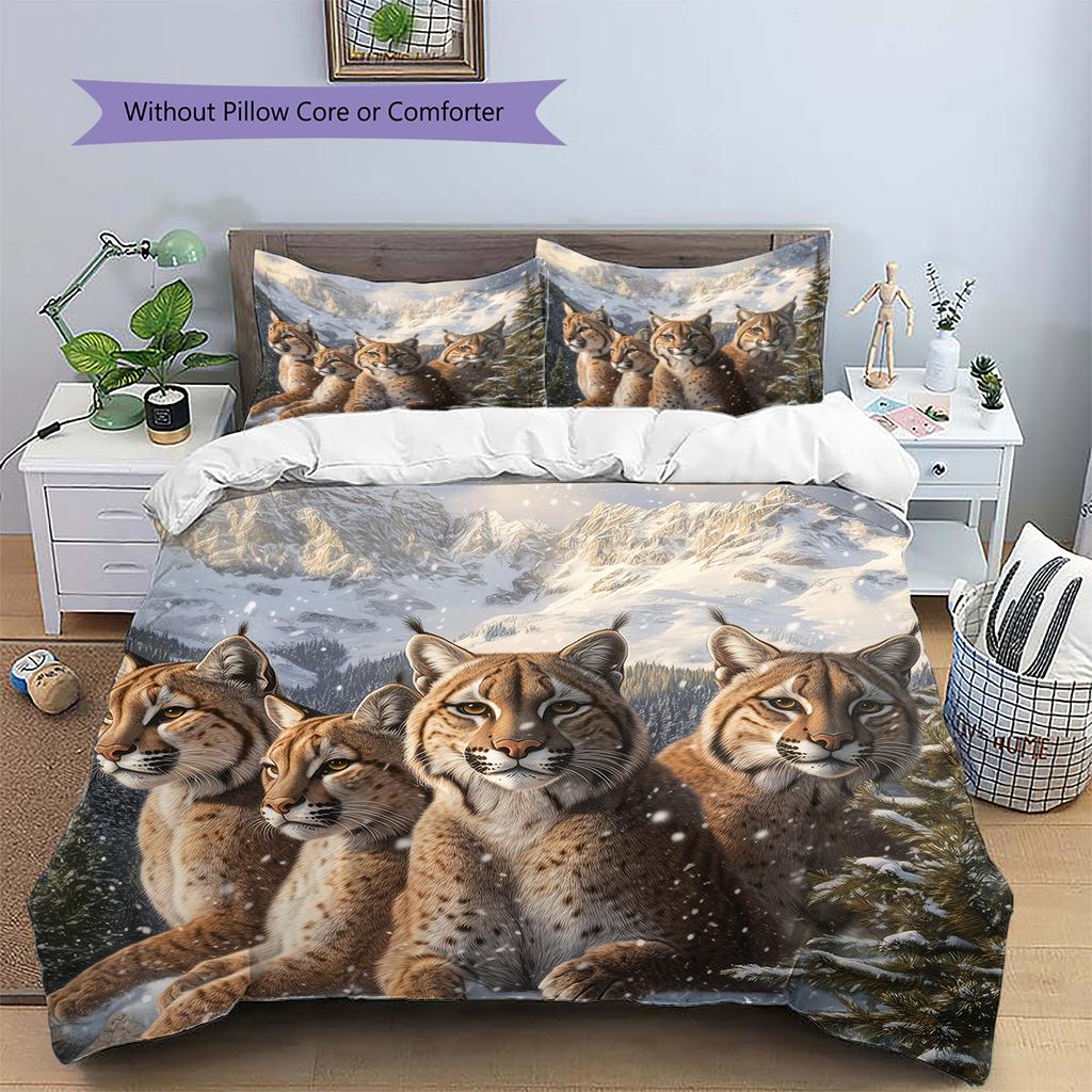Cougar Pattern Bedding Home Decoration Birthday Gift (1 * duvet cover + 2 * pillowcase, without core)