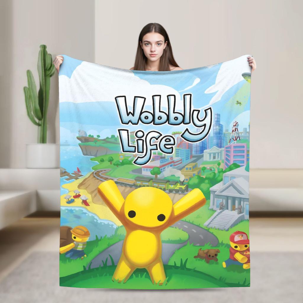 Wobbly Life Sandbox Game Fashion Blanket Cartoon Funny Flannel Novelty Warm Throw Fashion Blankets for Coverlet Decoration Outdoor
