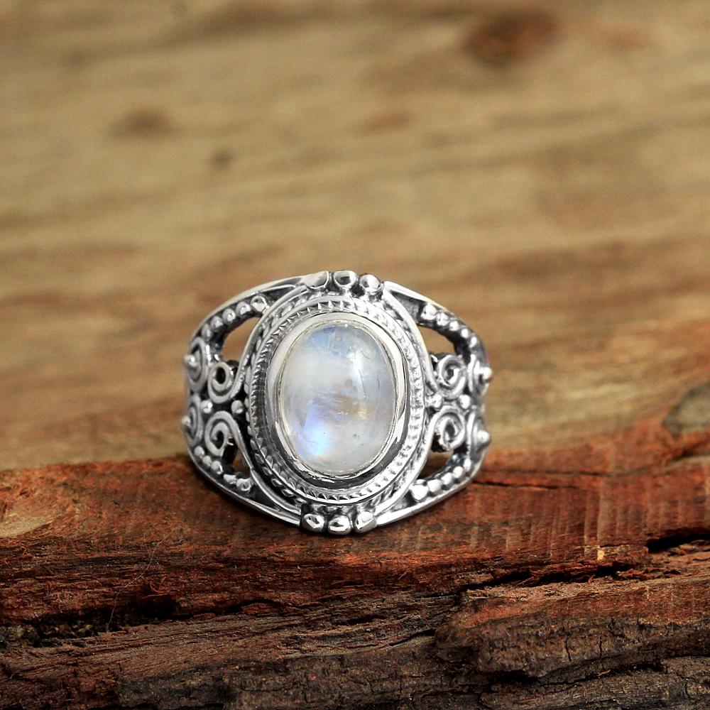 Серебряное кольцо, Кольцо с лунным камнем, Стерлинг 925 пробы, Ювелирные изделия с камнем в июне, Ювелирные изделия ручной работы, Массивное кольцо