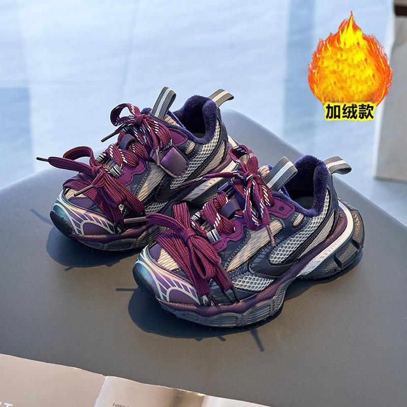 Толстые детские кроссовки на шнуровке, дизайнерские, черные, кожаные, высокого качества, для ходьбы, бега, для детей и девочек