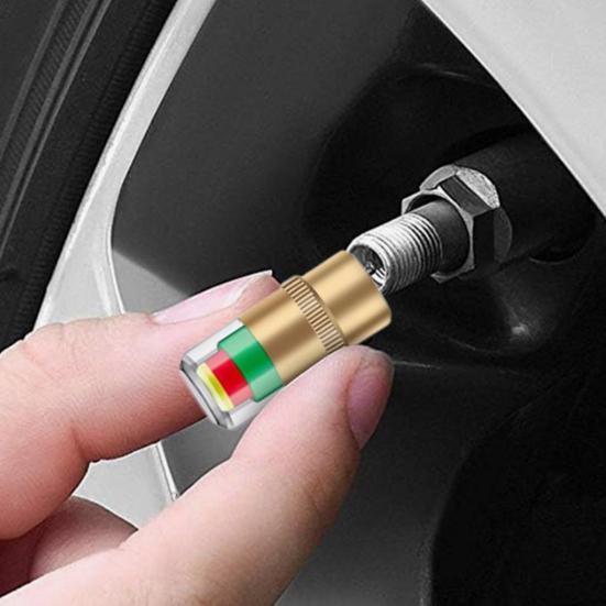 Колпачки клапанов датчика давления в шинах автомобиля 36 PSI 2,4 Бара Стволы датчиков давления в шинах для автомобилей Мотоциклов Велосипедов Визуальный трехцветный сигнал Легко читаемые шины