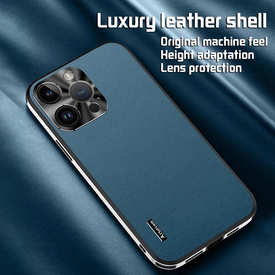 Мягкий кожаный чехол-накладка для телефона для IPhone 13 15 16 14 Plus 11 12 Pro Max, противоударные, защищающие от падений, с металлической защитой объектива