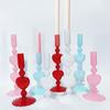 Wedding Party Candlesticks Decoration Glass Vase Taper Candle Holders Red Heart Shape Candlesticks