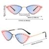 Multicolor Cat Eye Sunglasses Gradient Rhinestones Eyewear Vintage Rimless Shades  for Women & Men
