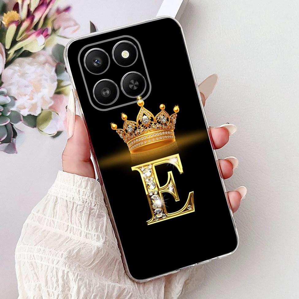 Clear For Honor 400Smart 5G LGN-NX1 Case For Honor 400 Smart Cover Luxury A-Z Letters Fashion Flowers Crown Soft Bumper Casing