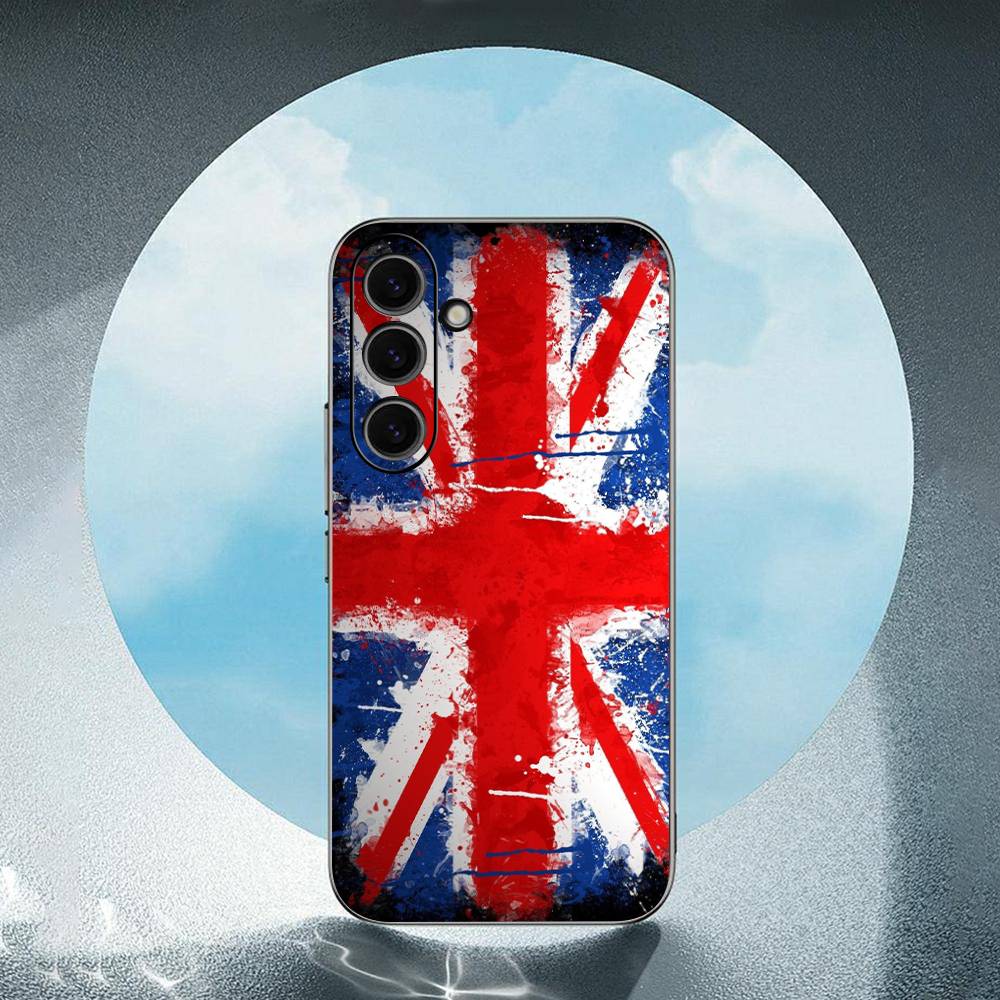 Флаг Великобритании для Samsung Galaxy S25 S24 S23 Ultra S22 S21 Plus S20 Черный Мягкий Силиконовый Защитный Чехол